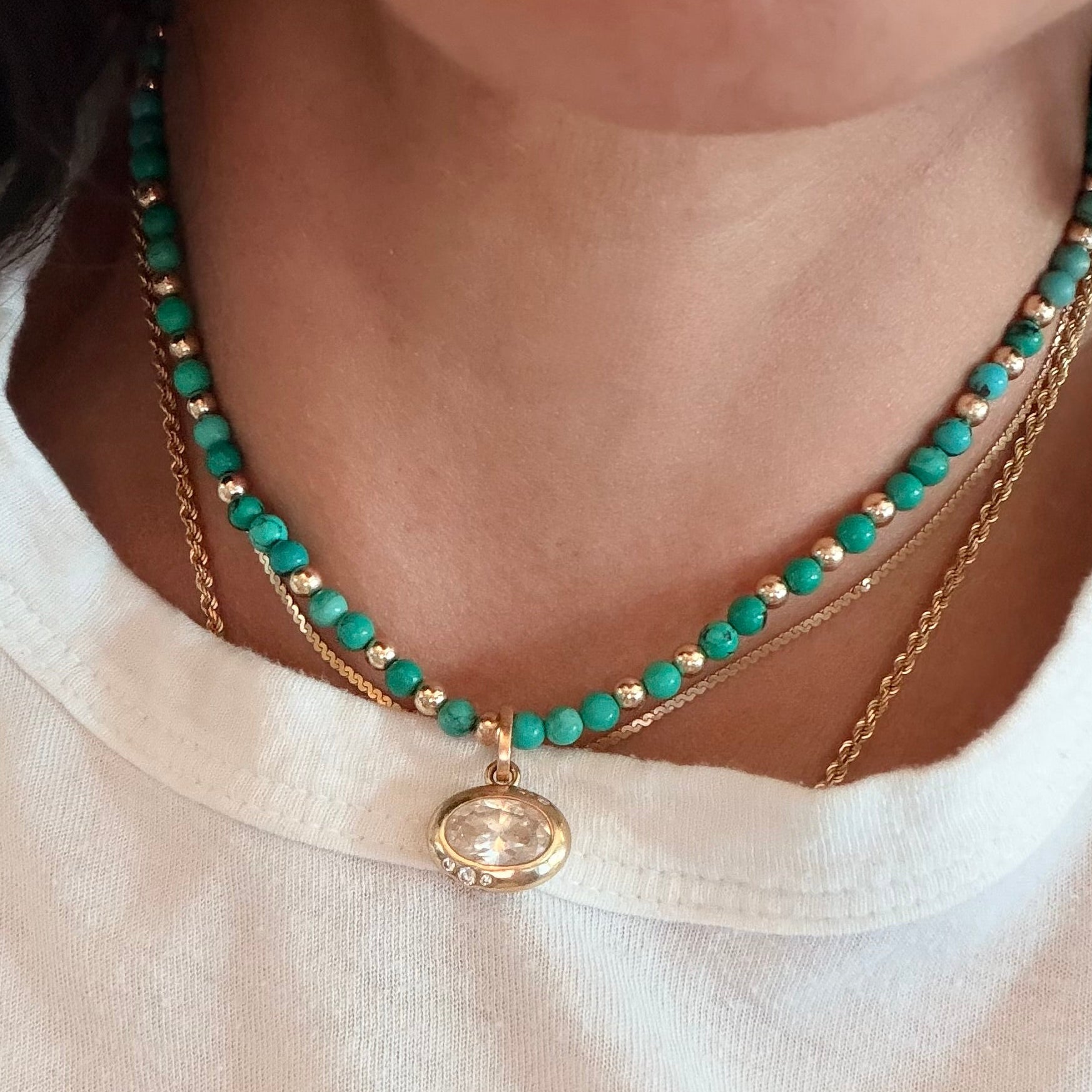 Turquoise & Gold Beaded Necklace