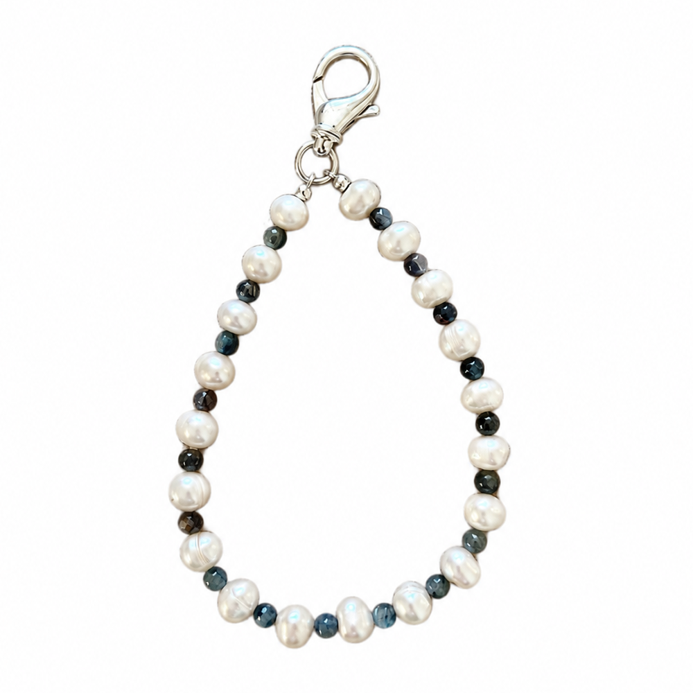 Freshwater Pearl & Blue Kyanite Keychain