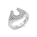 Silver Domed Petal Horseshoe Ring