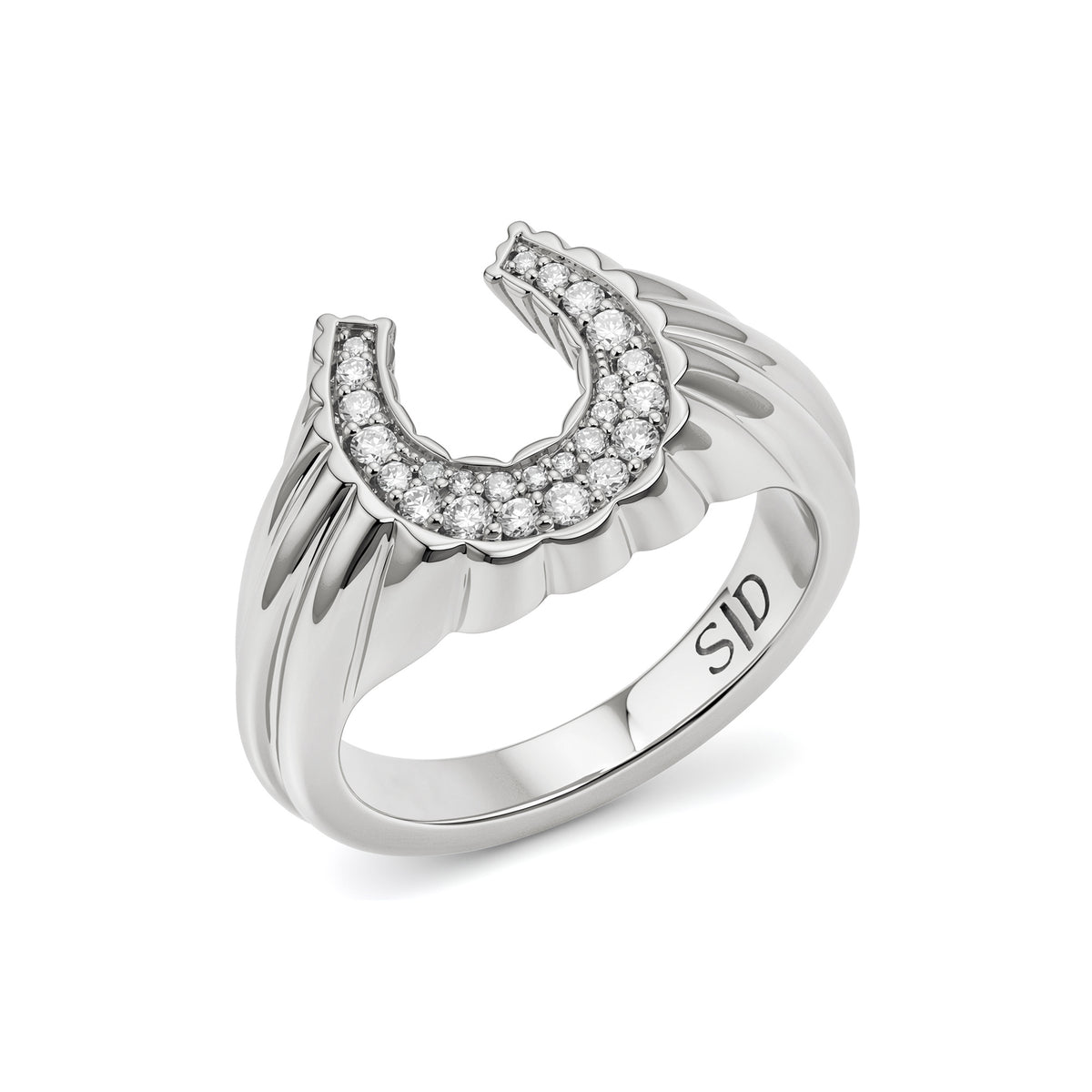 Silver Domed Petal Horseshoe Ring