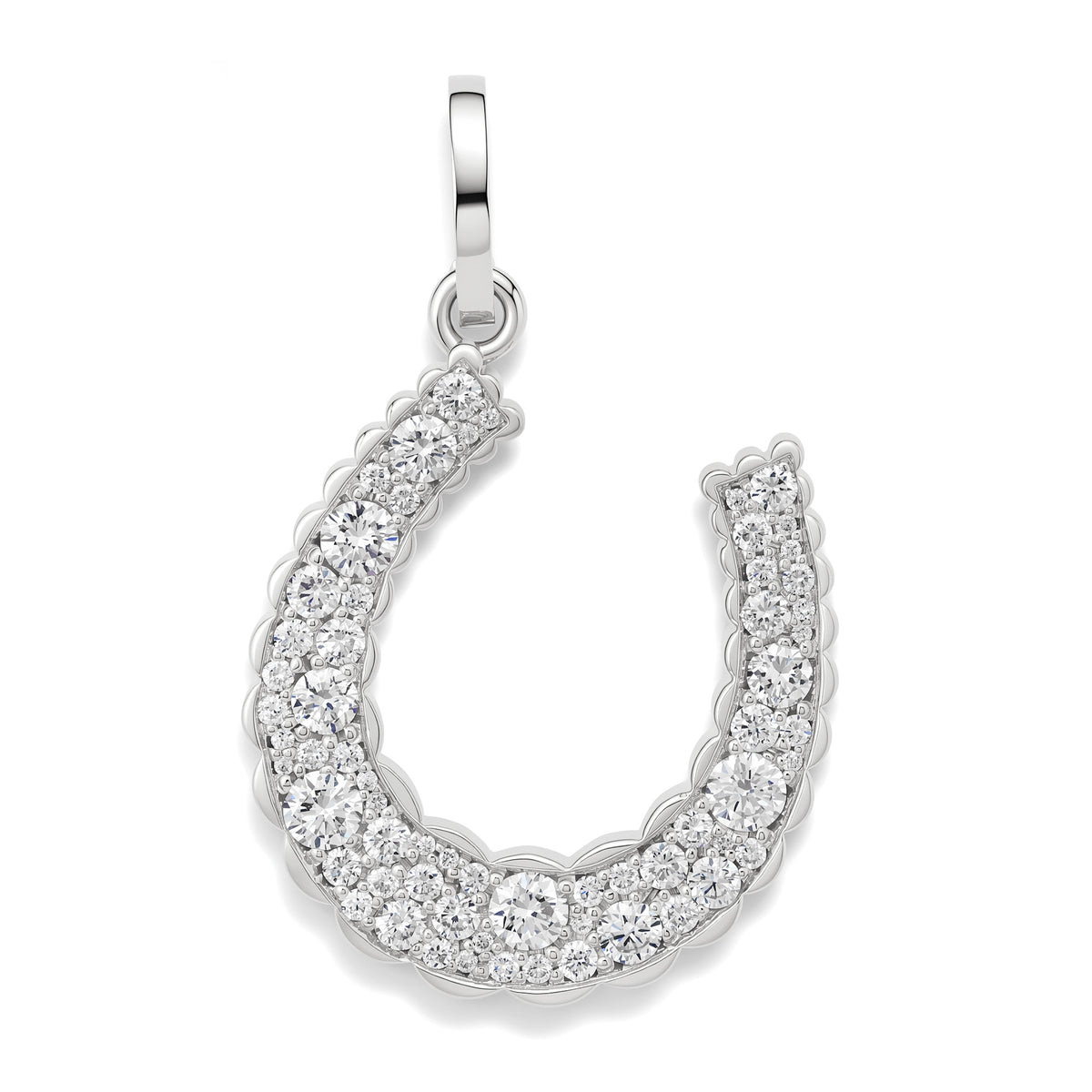 Silver Jumbo Domed Petal Horseshoe Charm