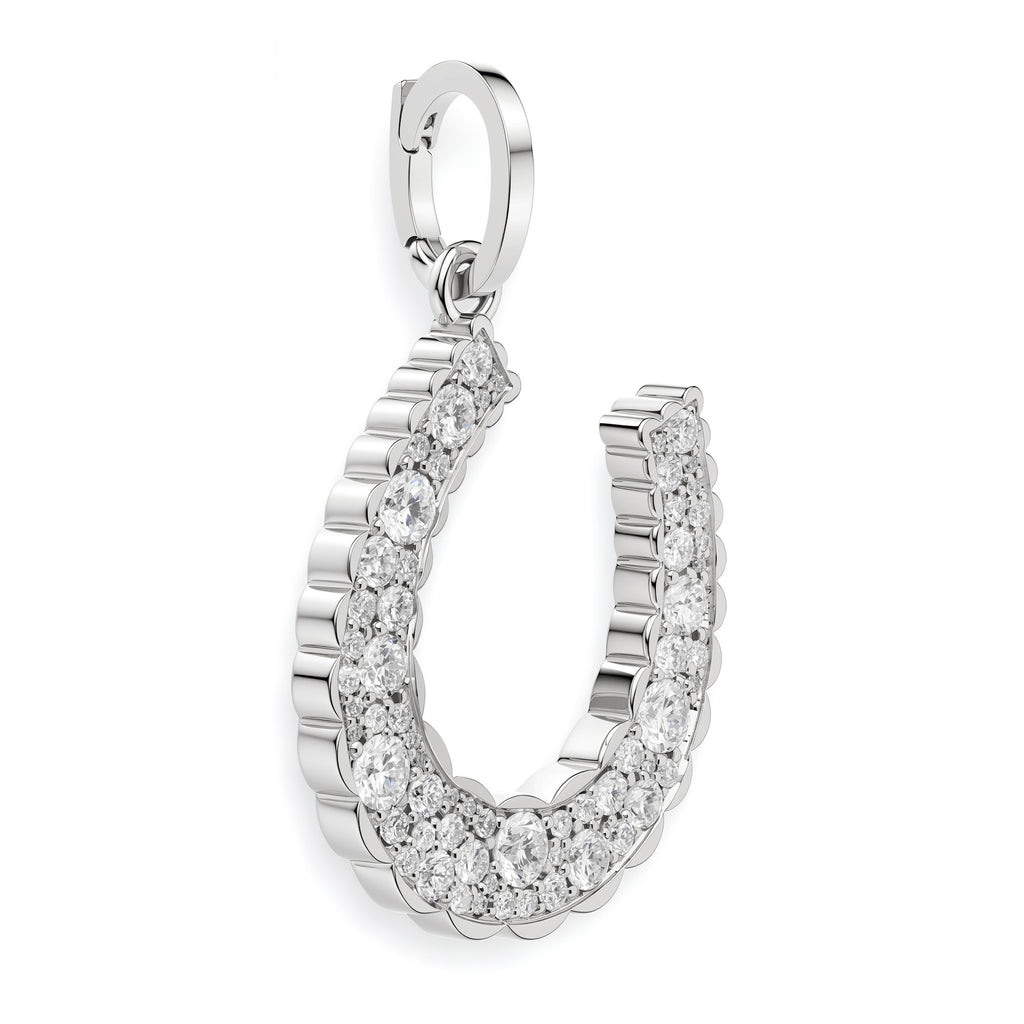 Silver Jumbo Domed Petal Horseshoe Charm
