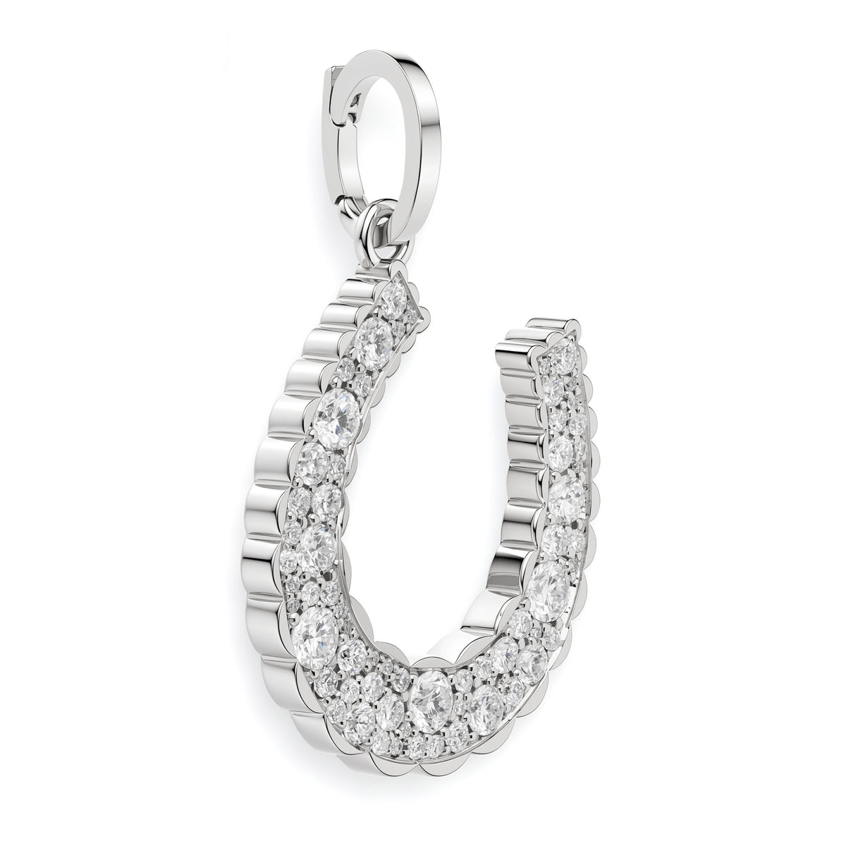 Silver Jumbo Domed Petal Horseshoe Charm