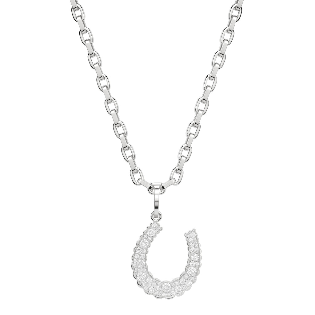 Silver Jumbo Domed Petal Horseshoe Charm