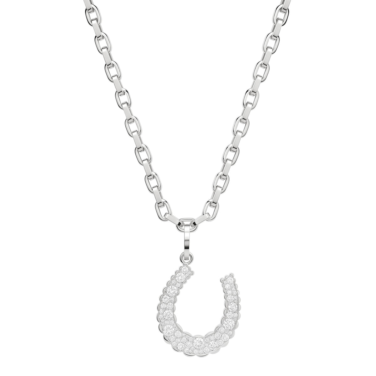 Silver Jumbo Domed Petal Horseshoe Charm