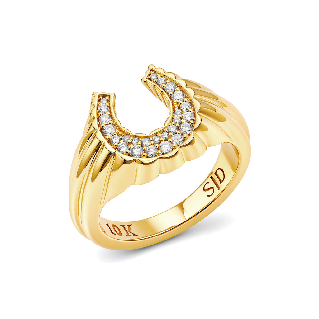 Domed Petal Horseshoe Ring