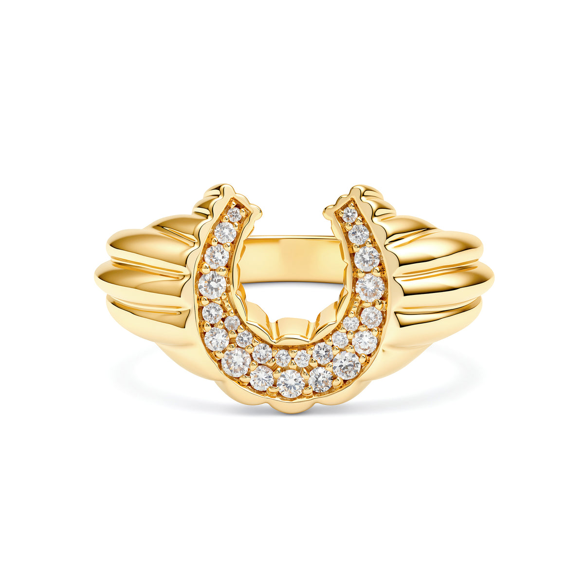 Domed Petal Horseshoe Ring