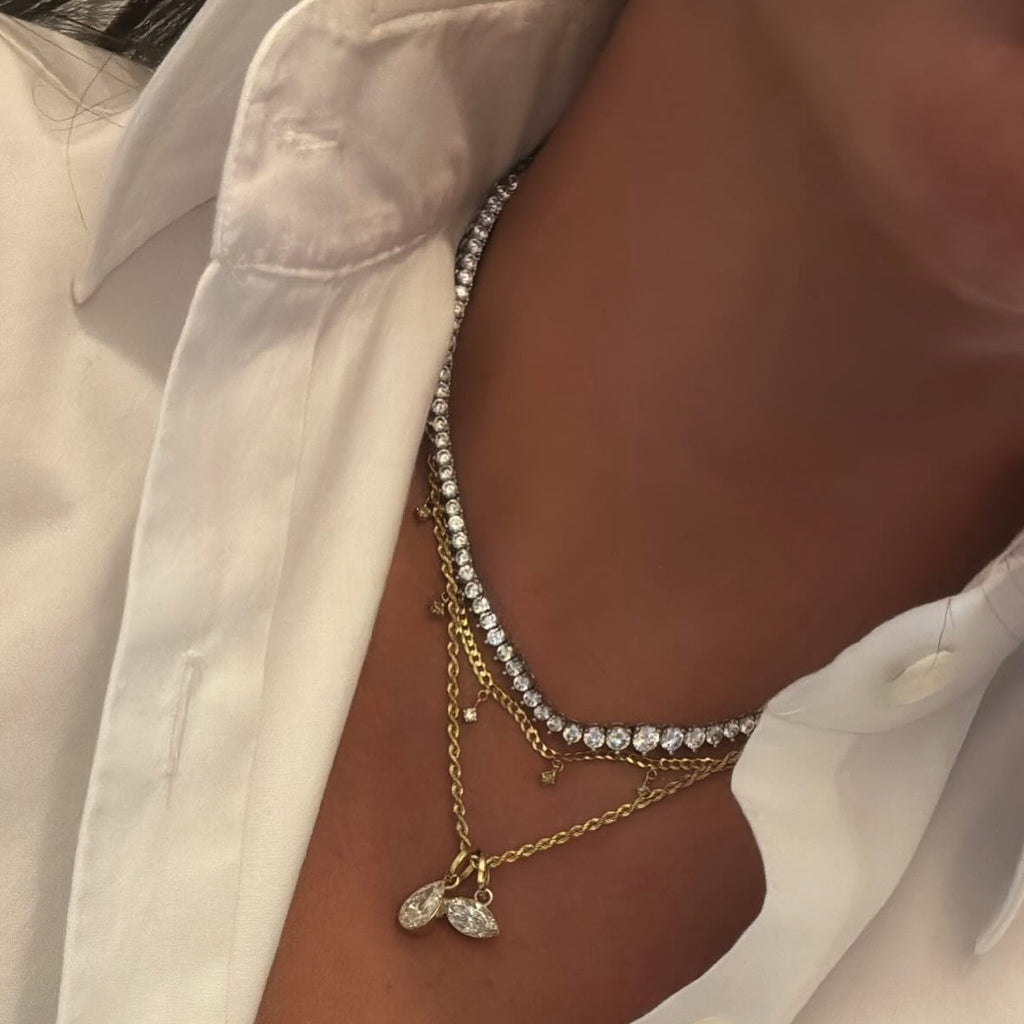 Graduated 3 Prong Lab Diamond Tennis Necklace