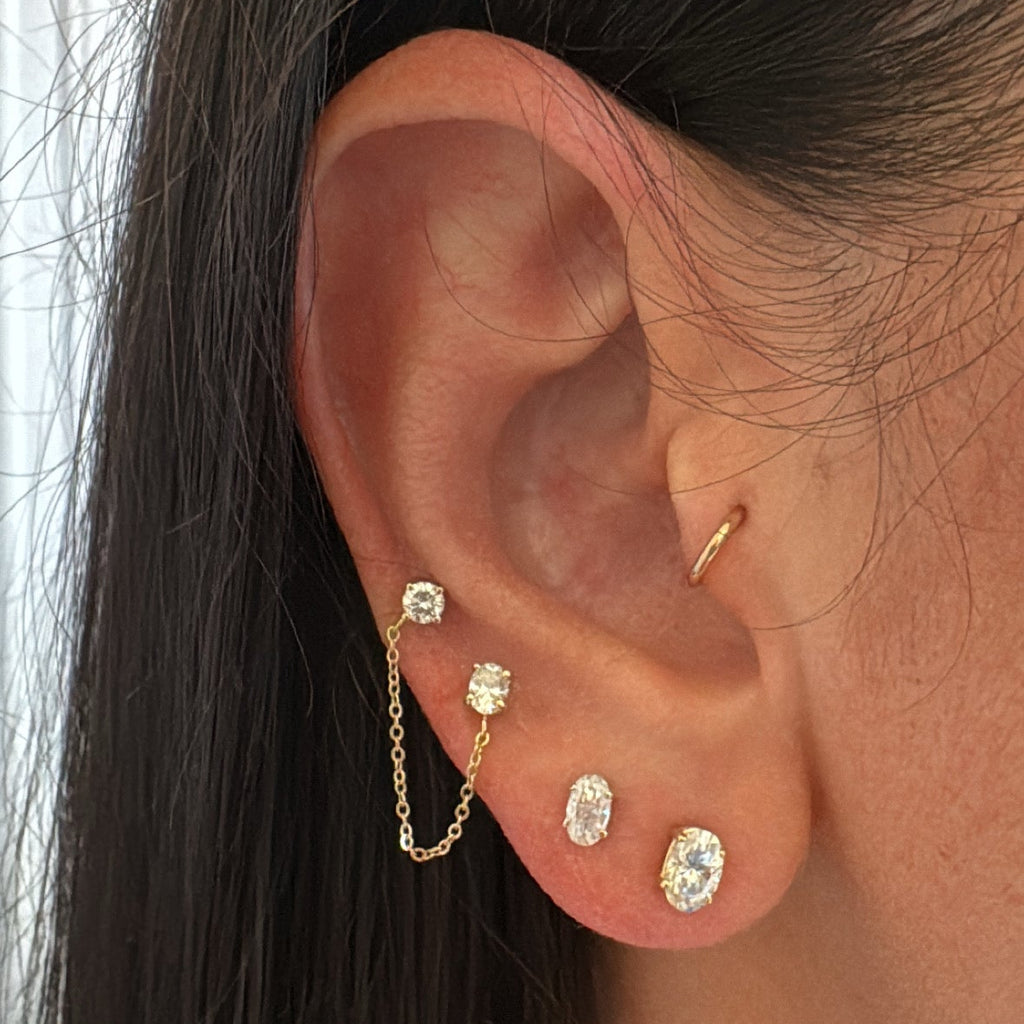 Double Diamond Chain Earring