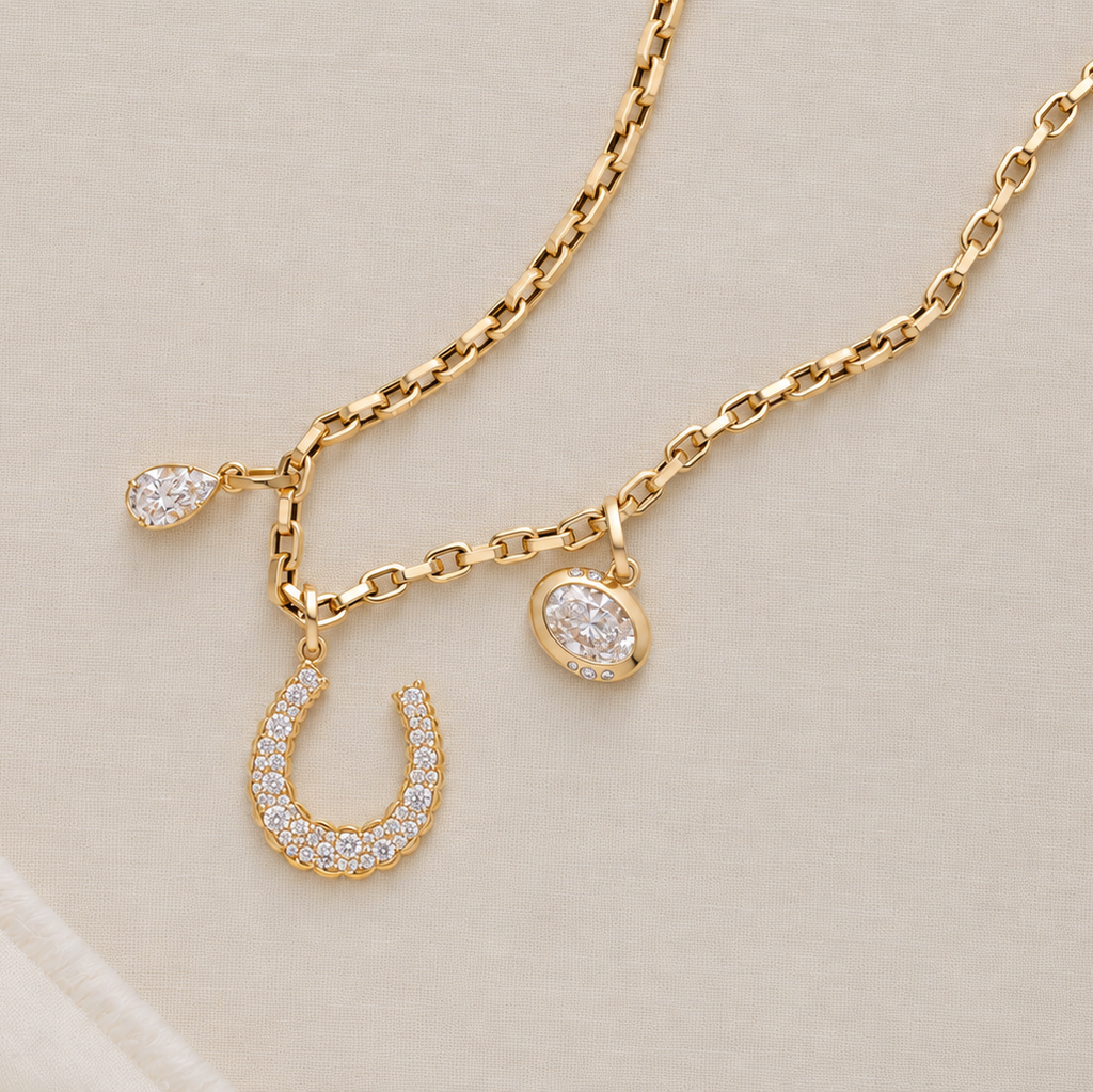 Jumbo Domed Petal Horseshoe Charm