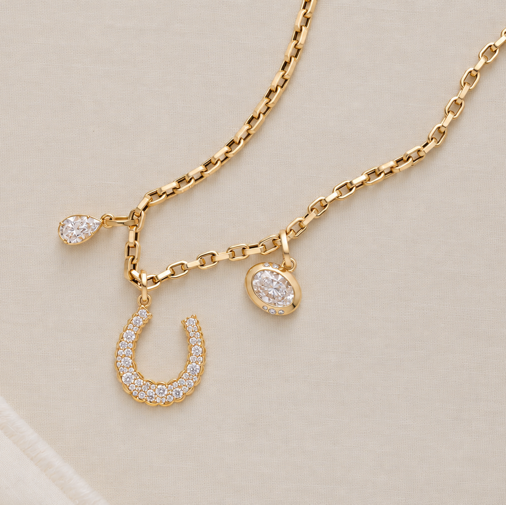 Jumbo Domed Petal Horseshoe Charm