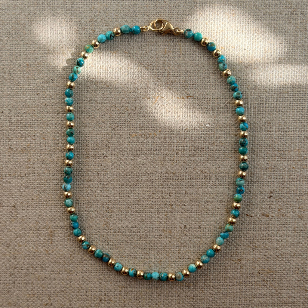Turquoise & Gold Beaded Anklet