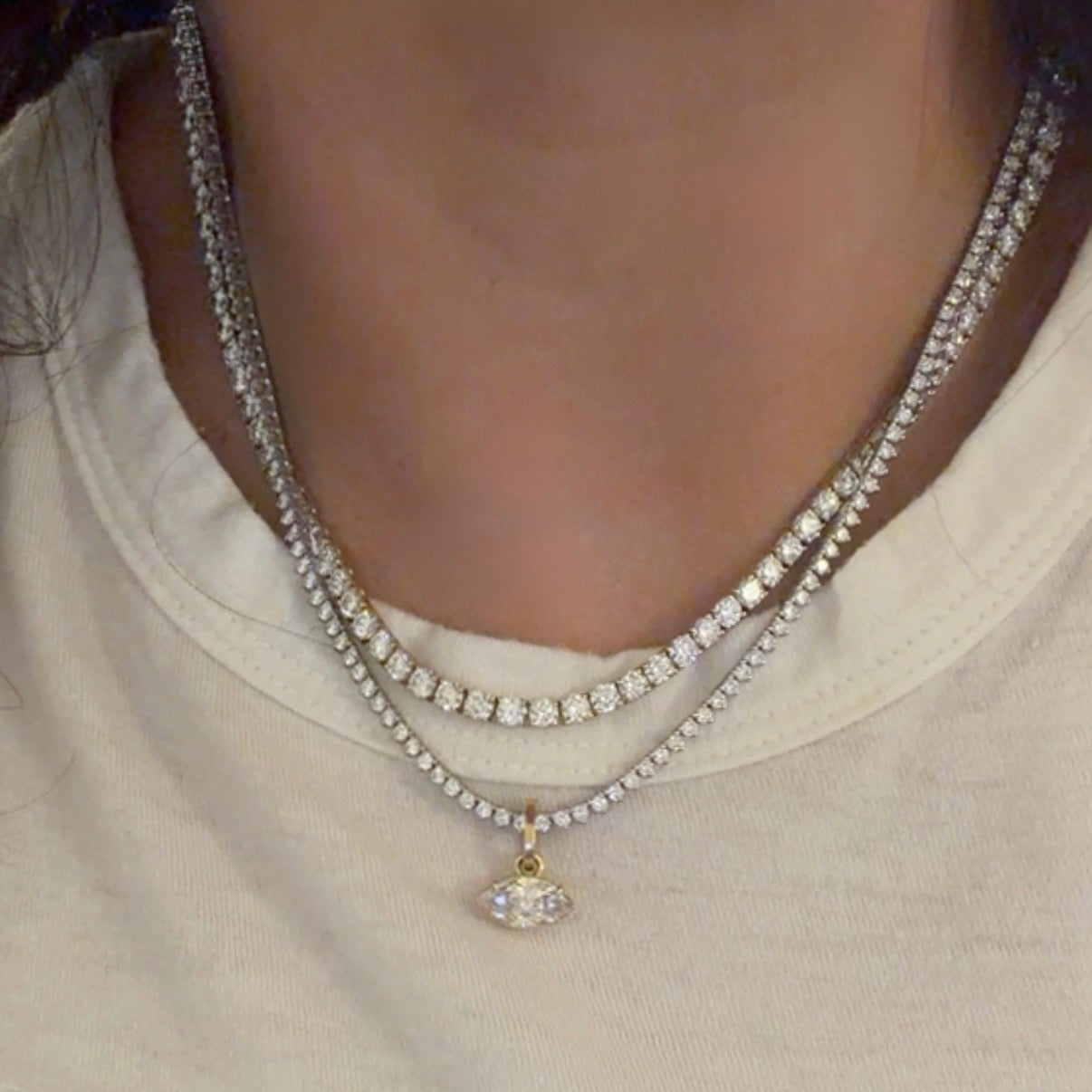 4 Prong Lab Diamond Tennis Necklace