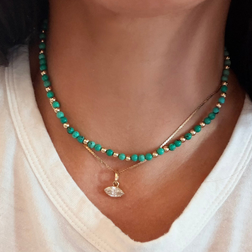 Turquoise & Gold Beaded Necklace