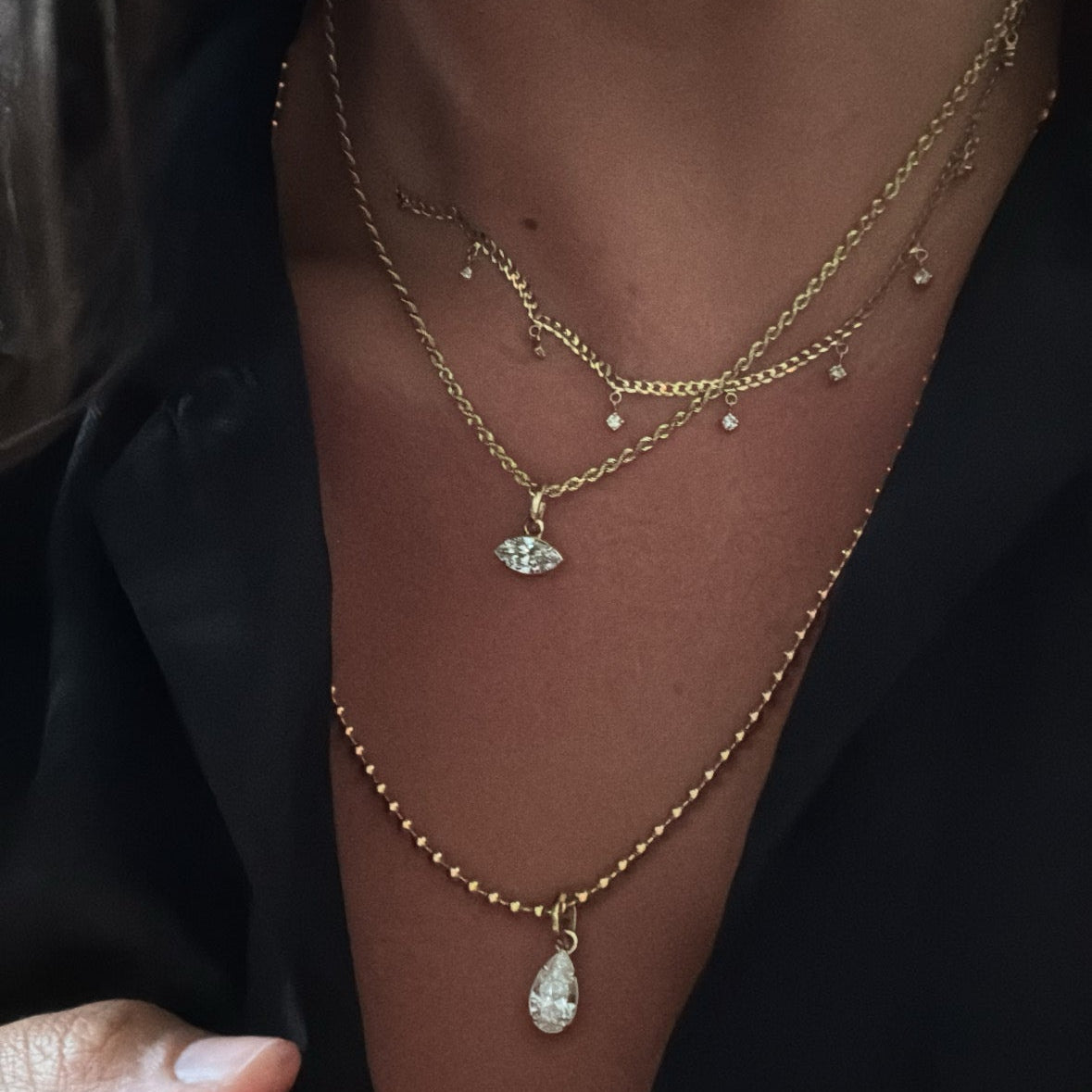 Pear Diamond Charm