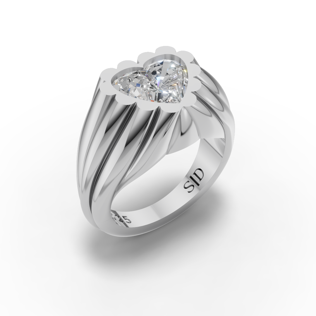 Silver Heart Petal Ring