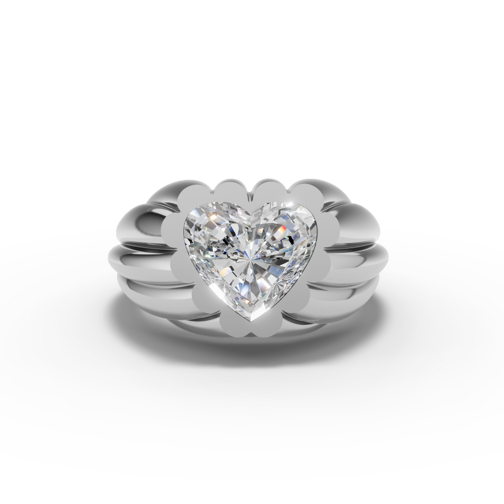 Silver Heart Petal Ring