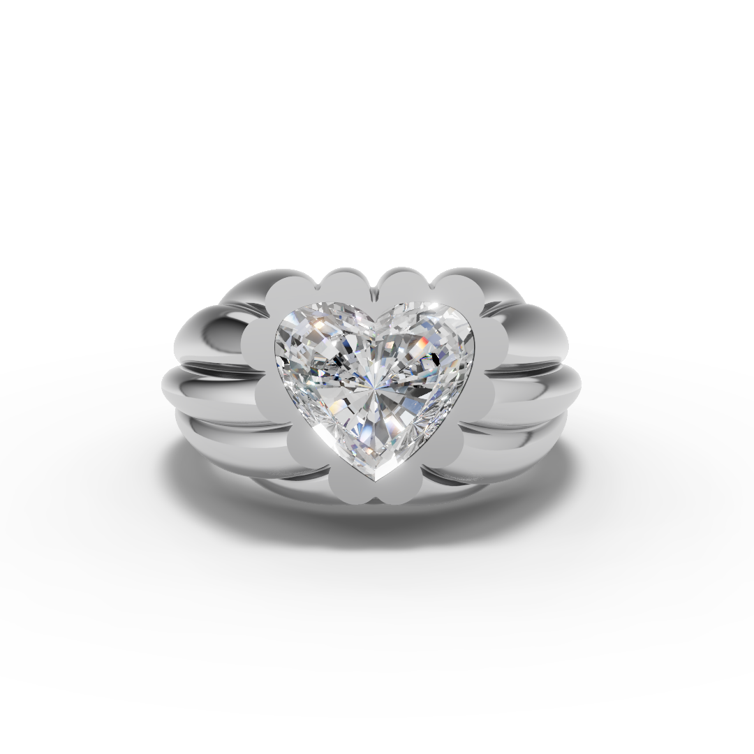 Silver Heart Petal Ring