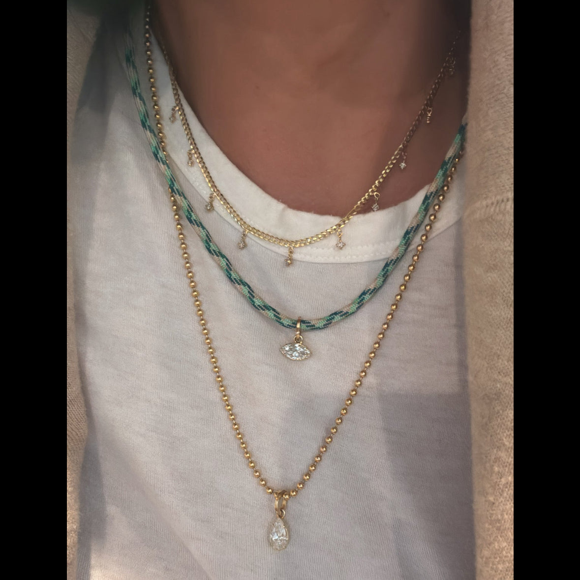 11 Stone Diamond Shaker Necklace