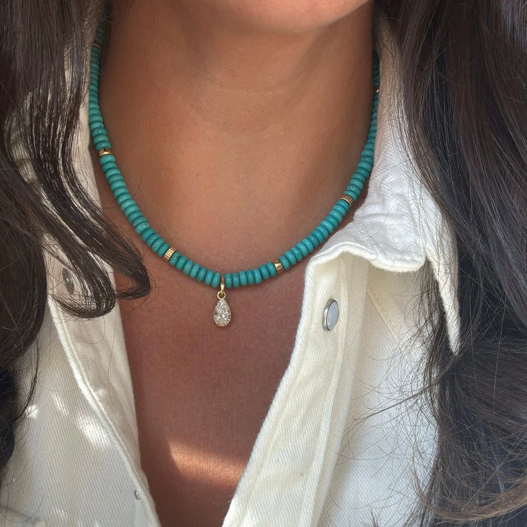Turquoise & Gold Rondelle Necklace
