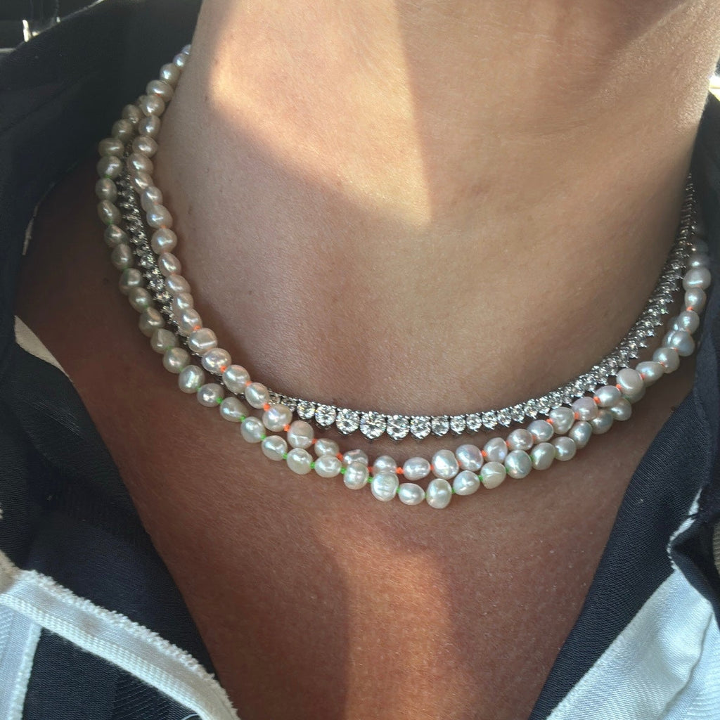 Graduated 3 Prong Lab Diamond Tennis Necklace