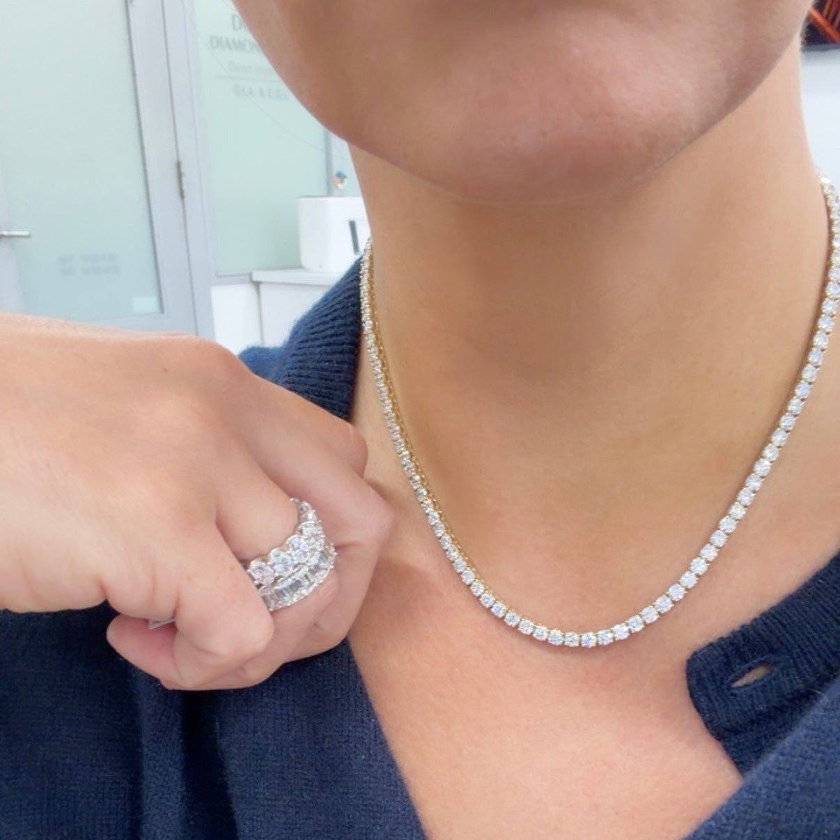 4 Prong Lab Diamond Tennis Necklace
