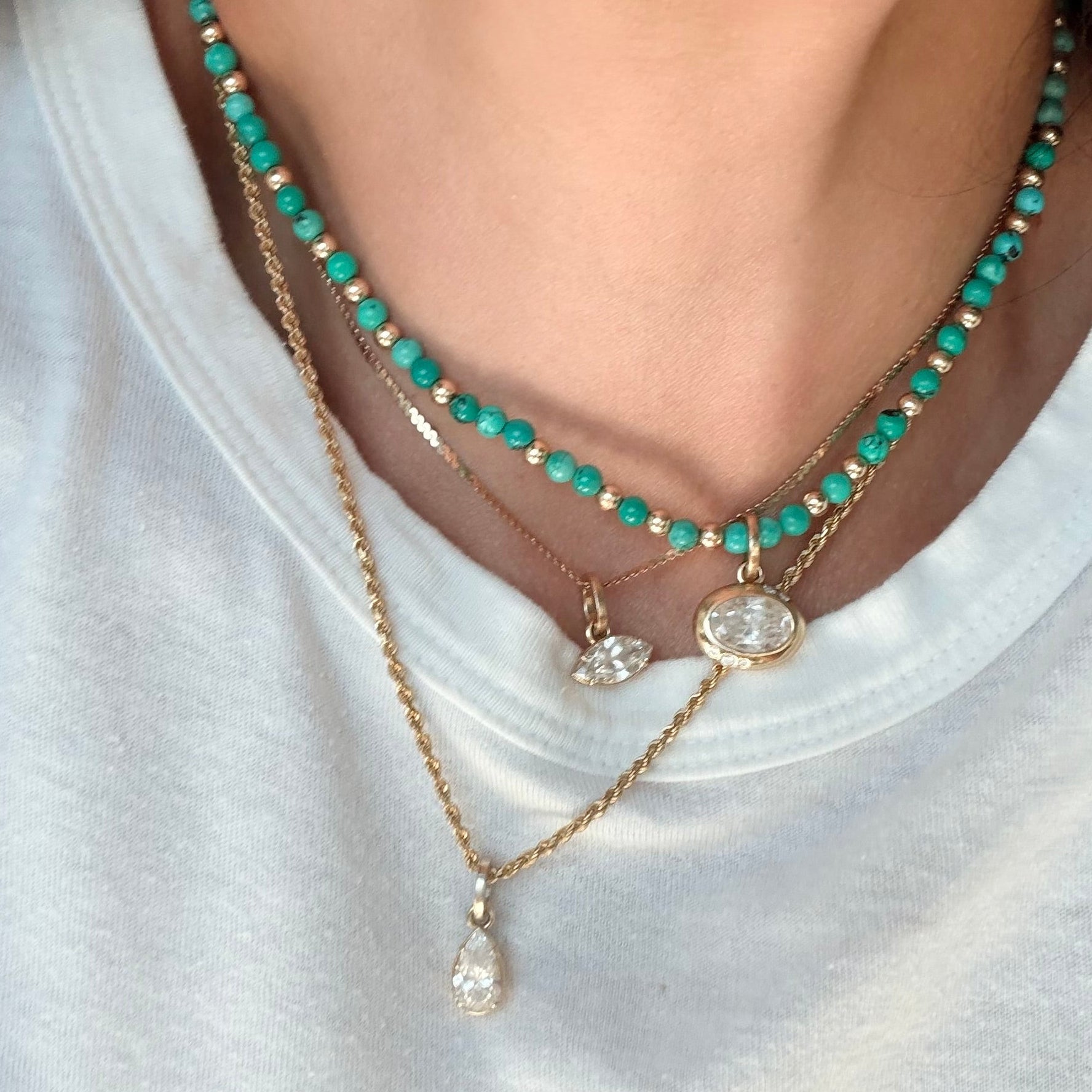 Turquoise & Gold Beaded Necklace