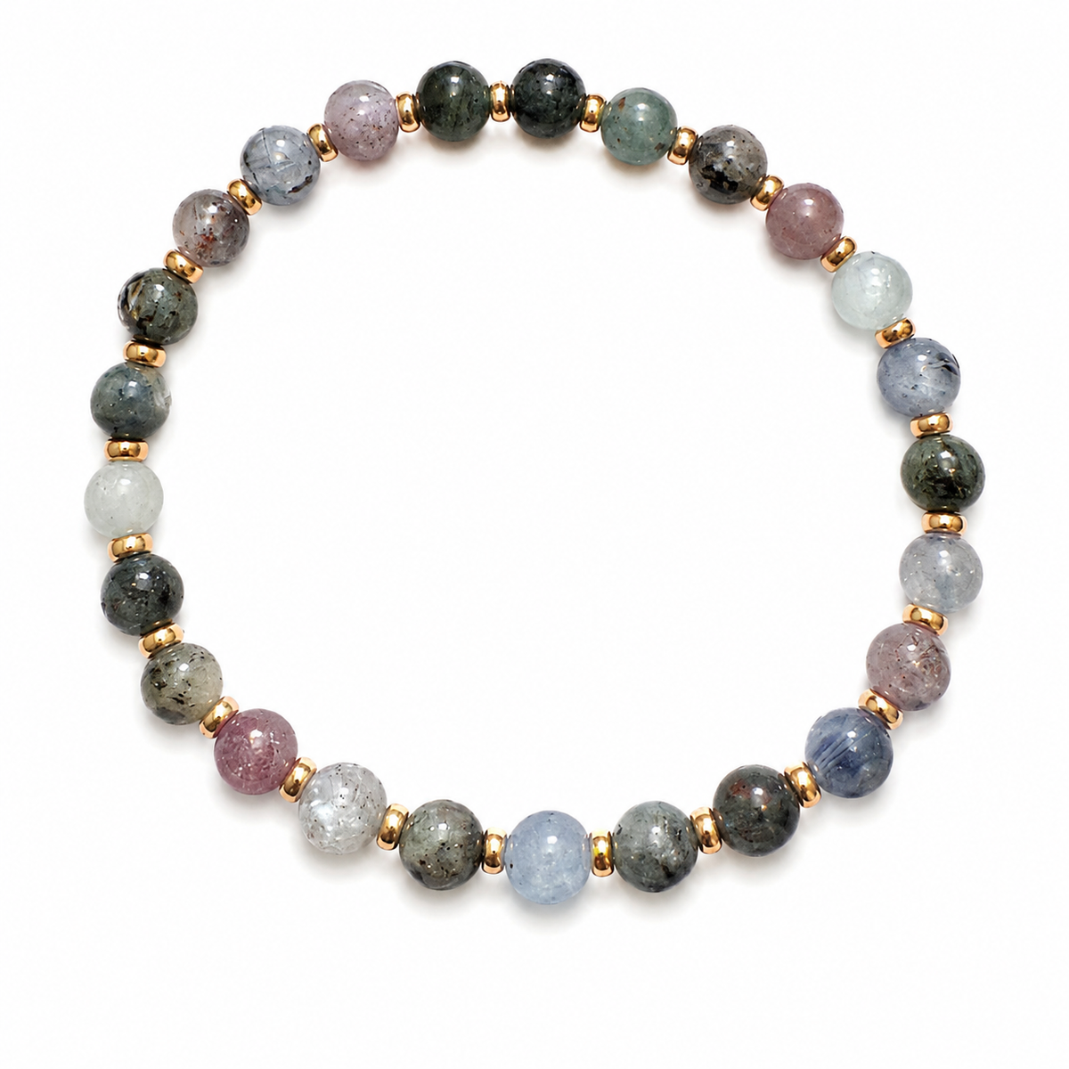 Blue Kyanite & Gold Beaded Bracelet