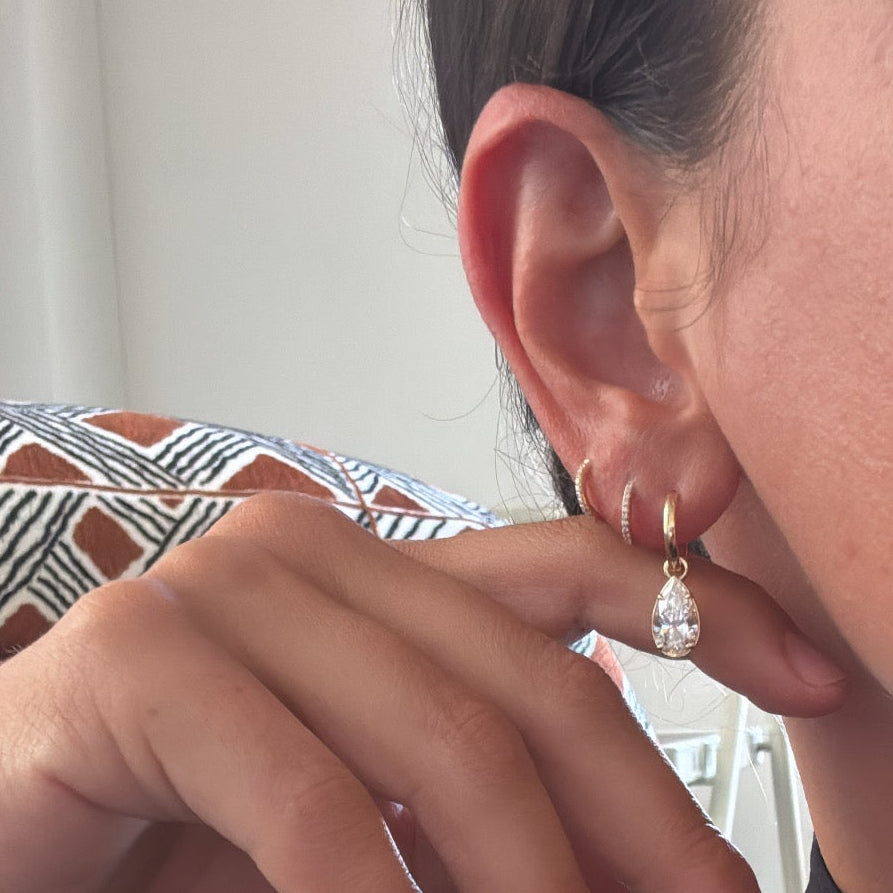 Diamond Charm Hoops