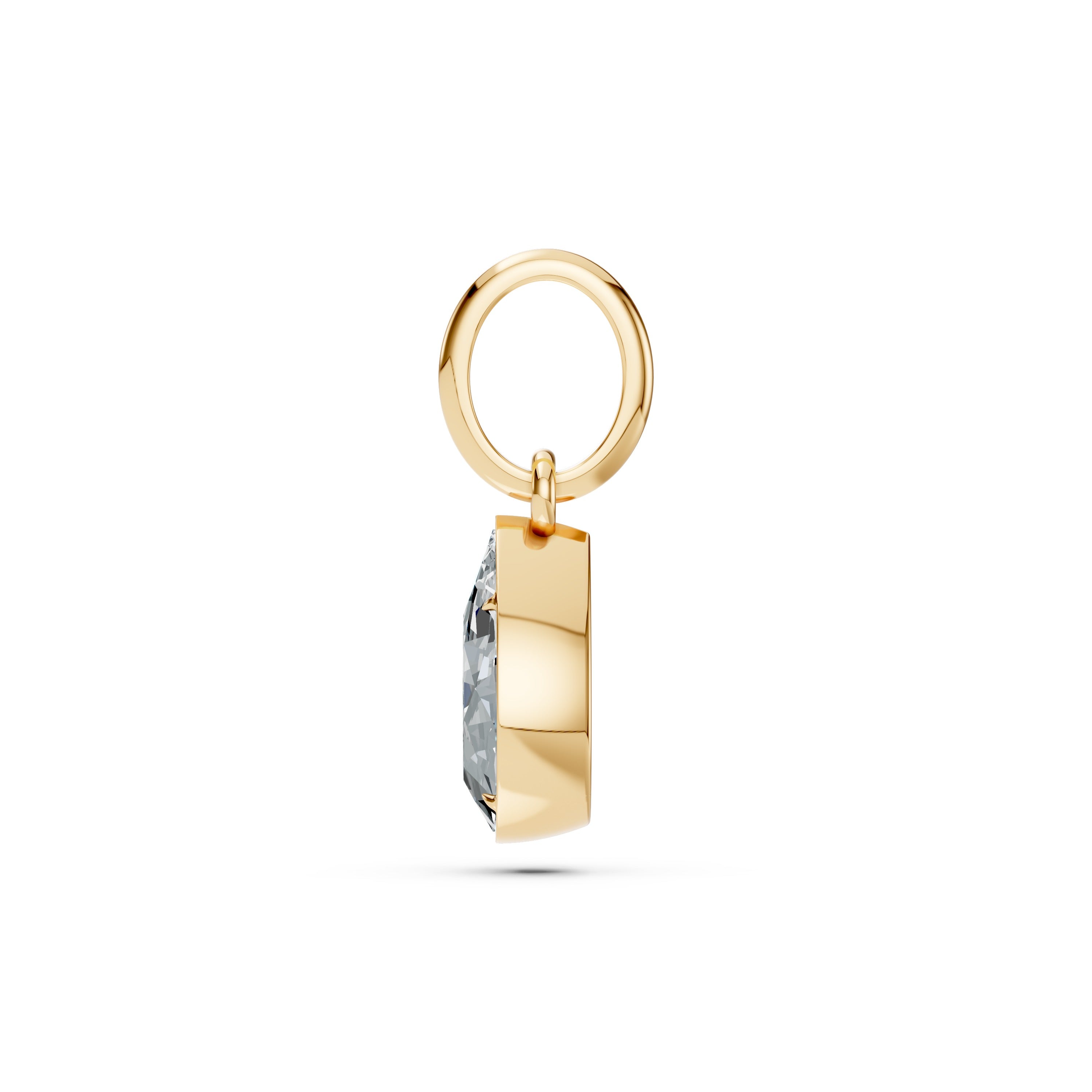 Gold pendant with a diamond on a white background