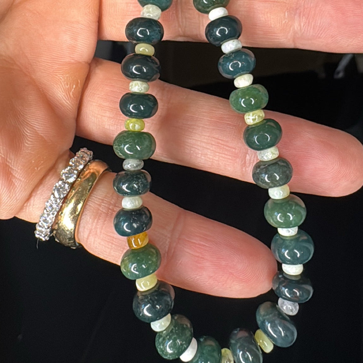 Moss Agate & Yellow Jade Keychain