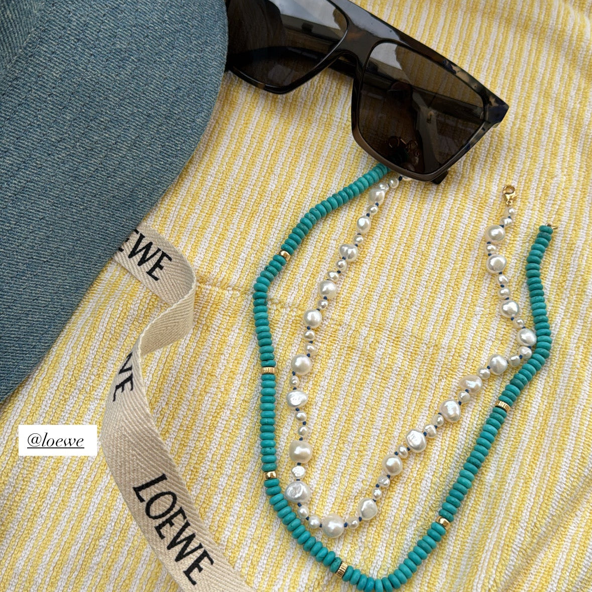 Turquoise & Gold Rondelle Necklace