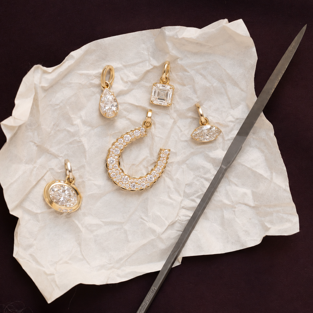 Asscher Diamond Charm