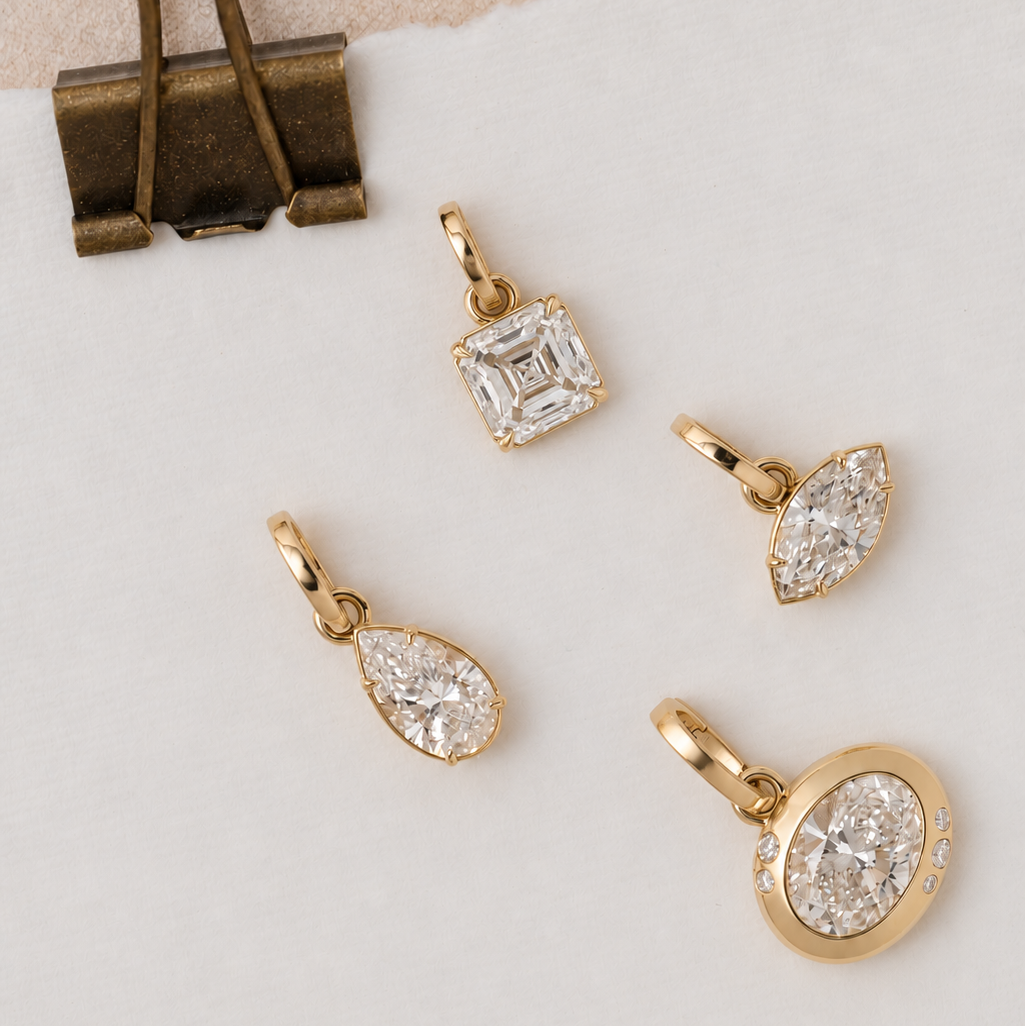 Asscher Diamond Charm