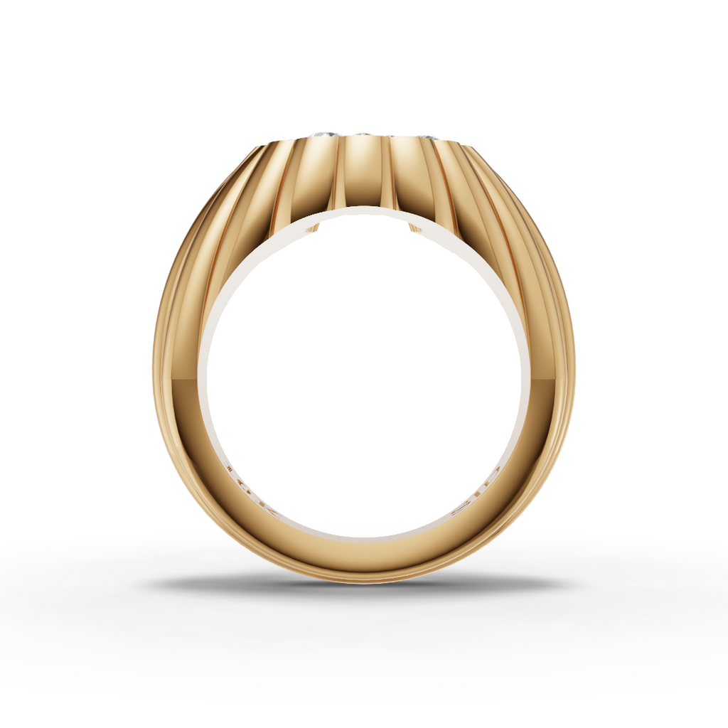 Domed Petal Horseshoe Ring