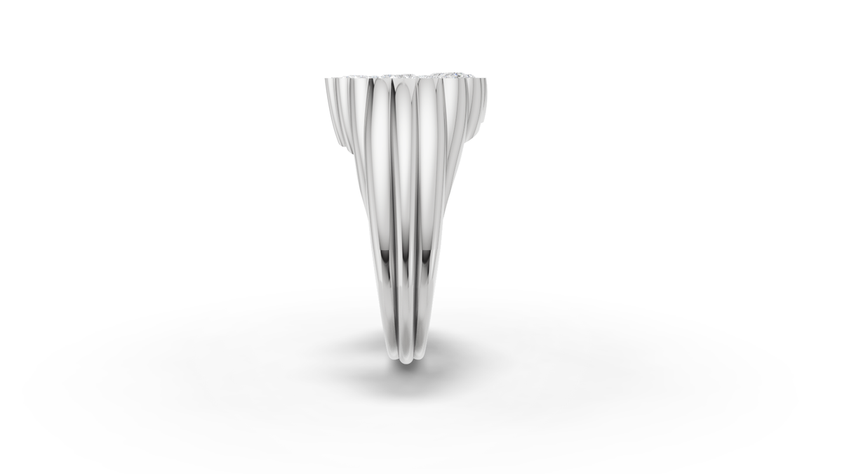 Silver Domed Petal Horseshoe Ring