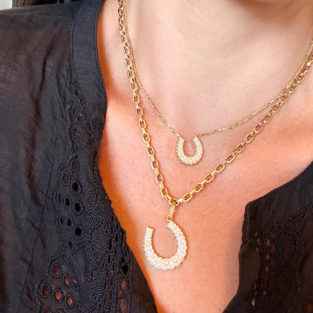 Domed Petal Horseshoe Pendant