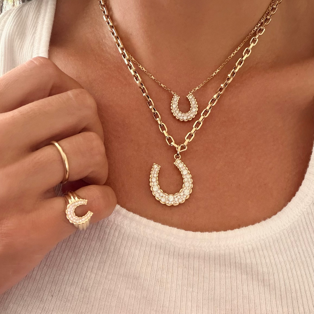 Domed Petal Horseshoe Ring