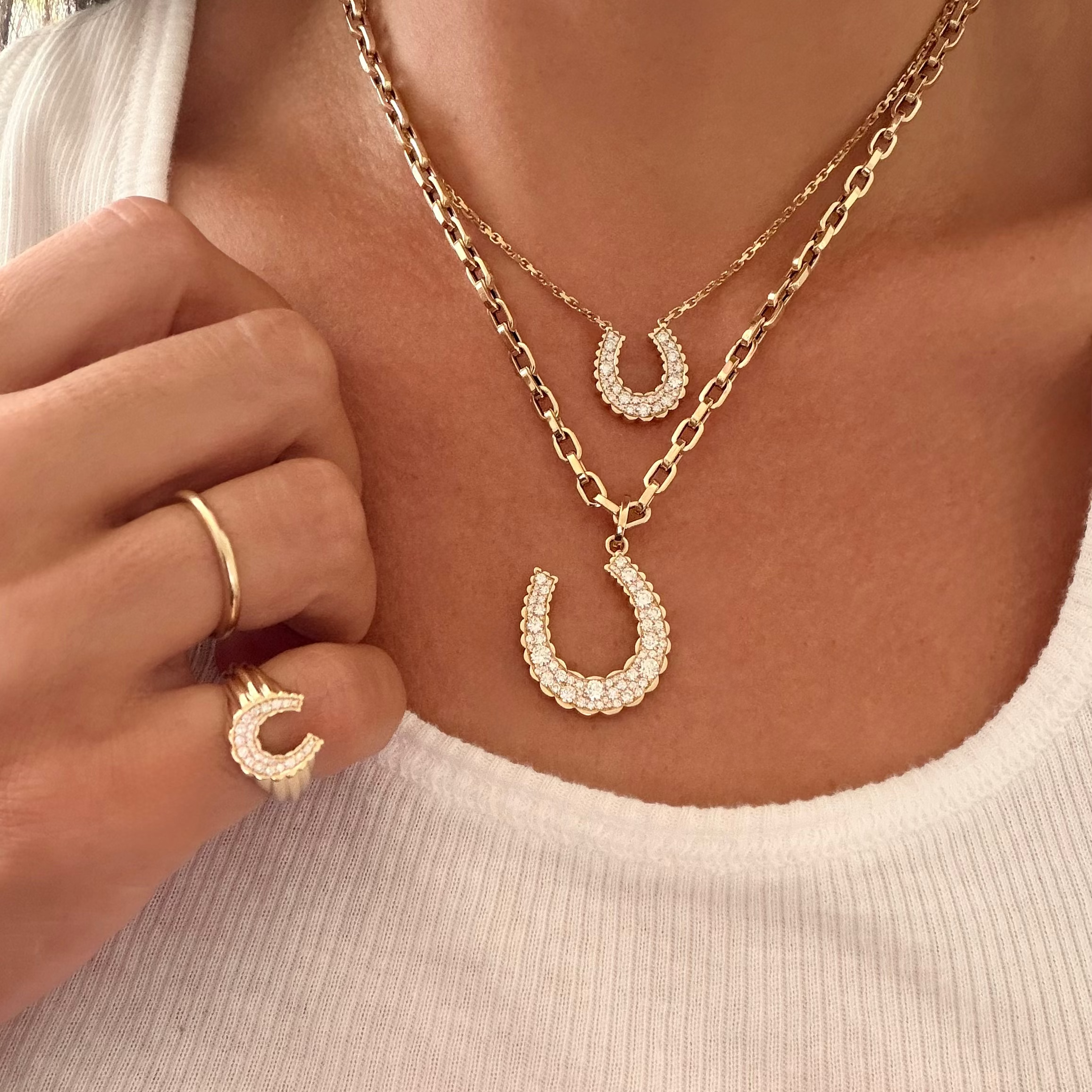 Domed Petal Horseshoe Pendant