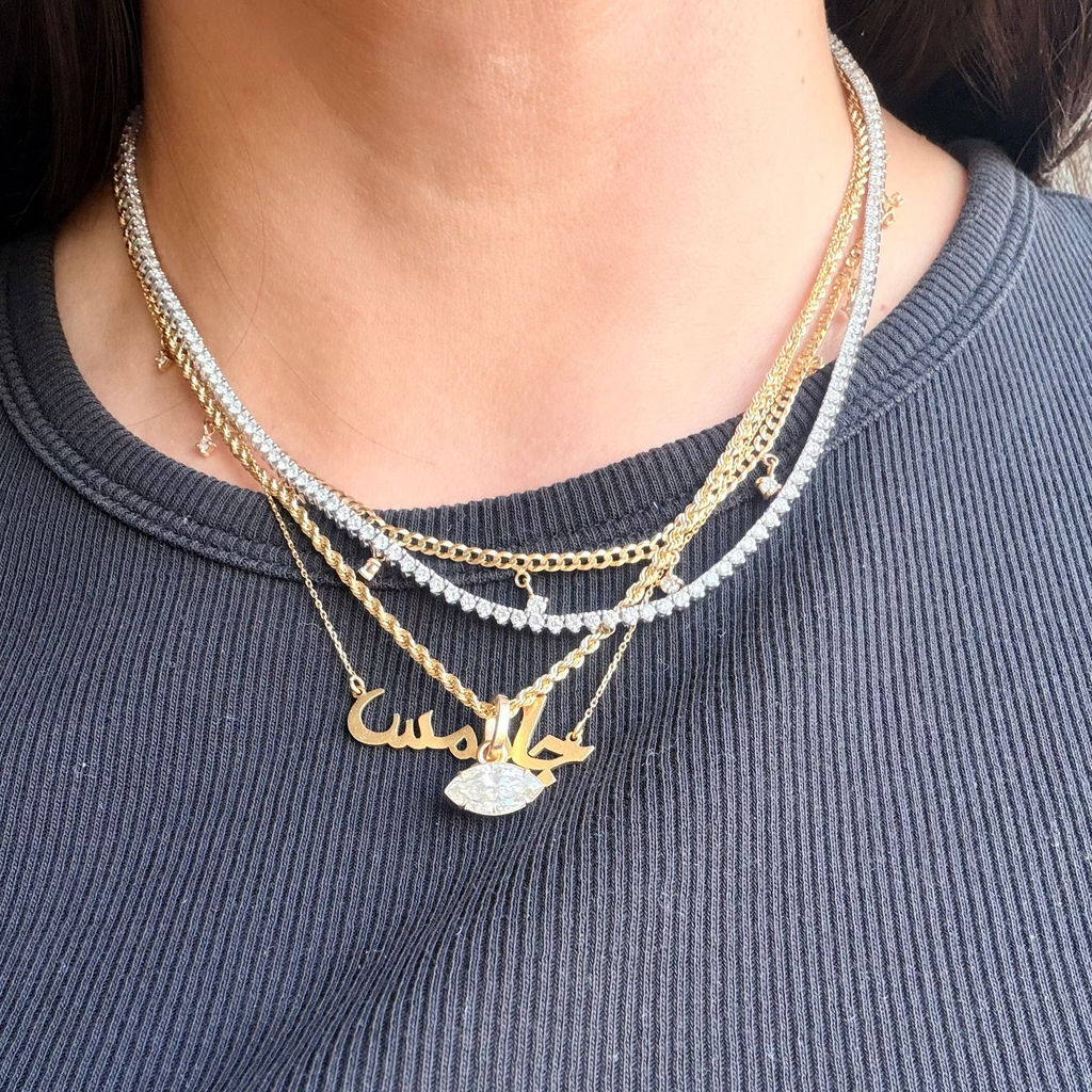 3 Prong Lab Diamond Tennis Necklace