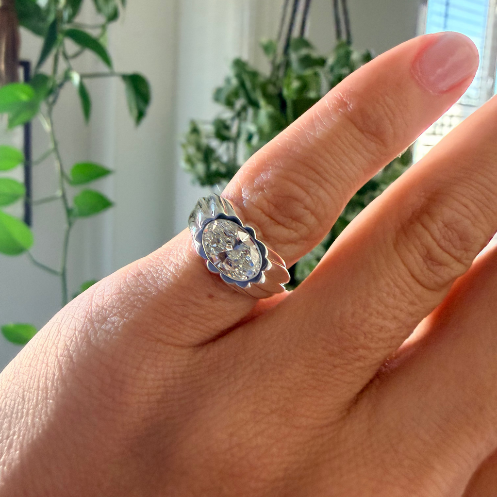 Silver Oval Petal Ring