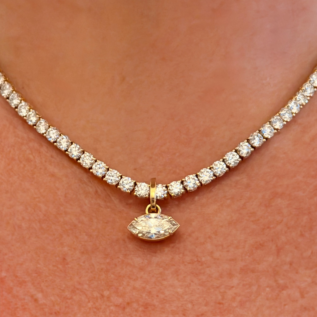 4 Prong Lab Diamond Tennis Necklace