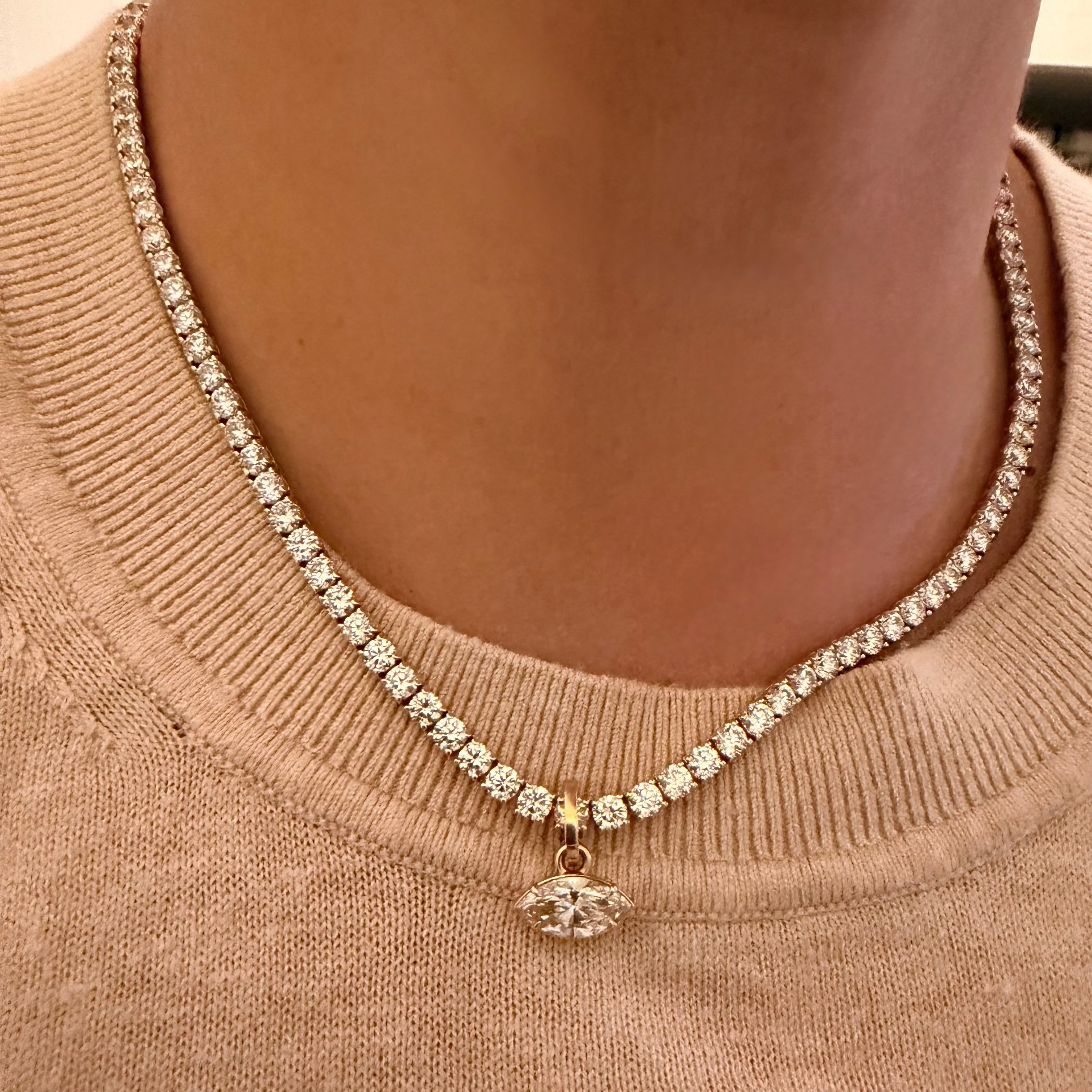 4 Prong Lab Diamond Tennis Necklace