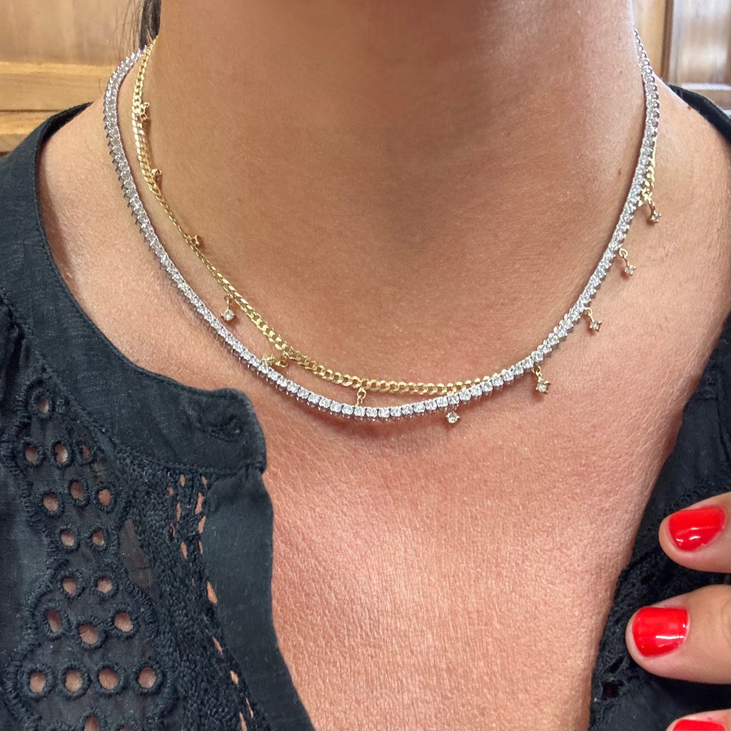 3 Prong Lab Diamond Tennis Necklace