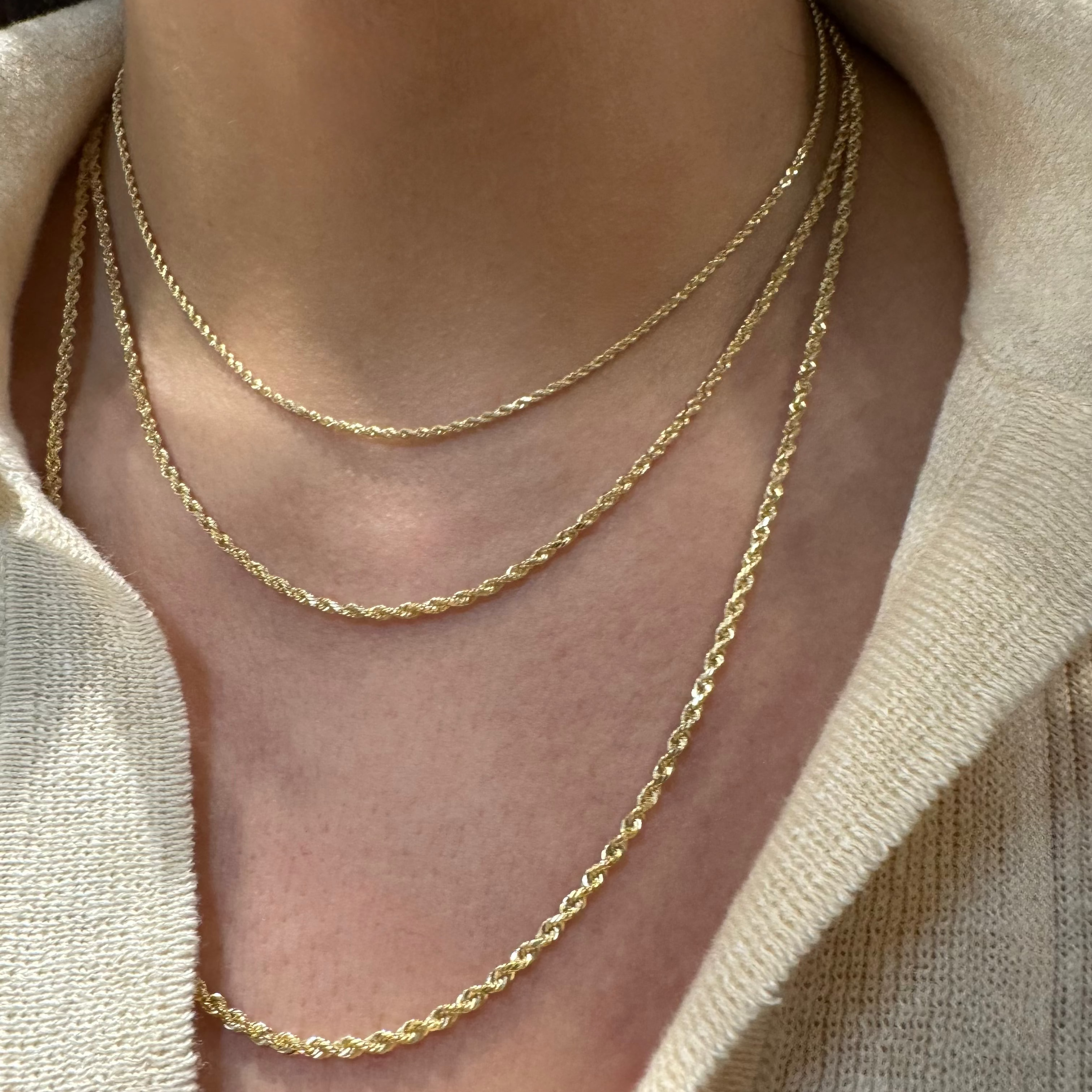 1.5mm Solid Gold Rope Chain