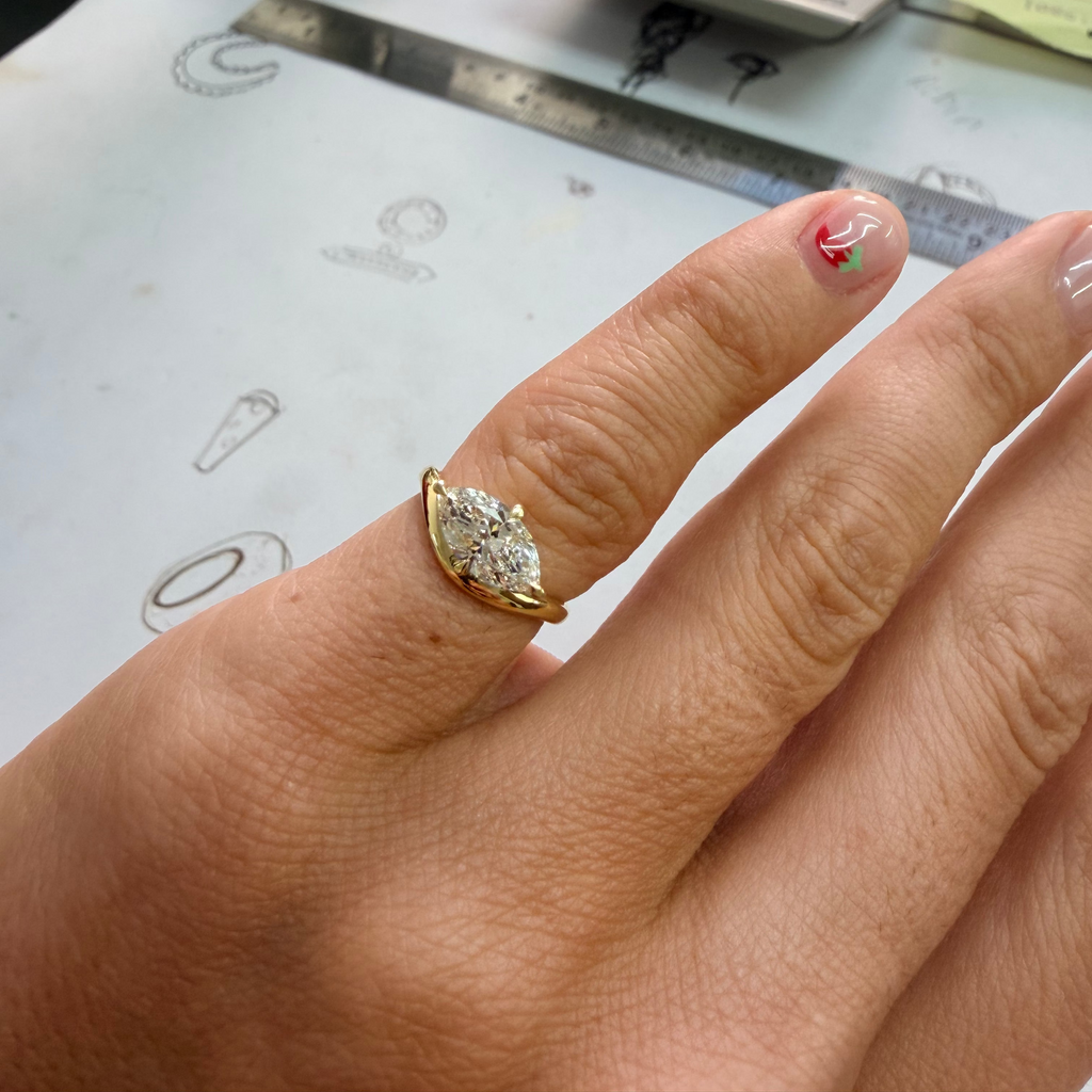 Custom Marquise Perch Ring