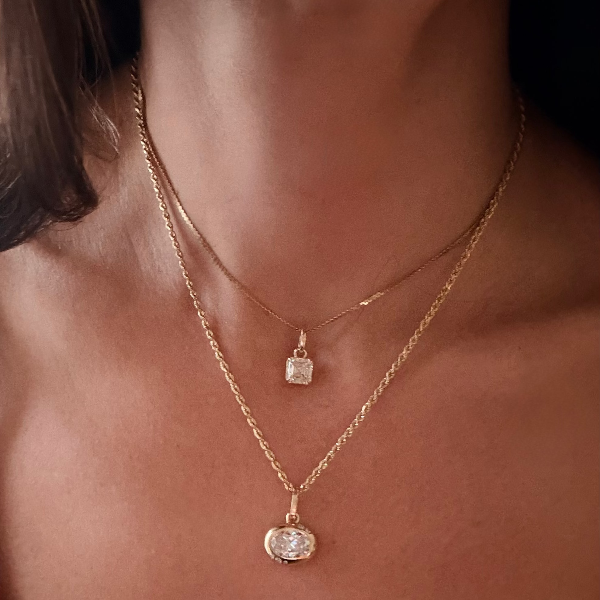 Asscher Diamond Charm