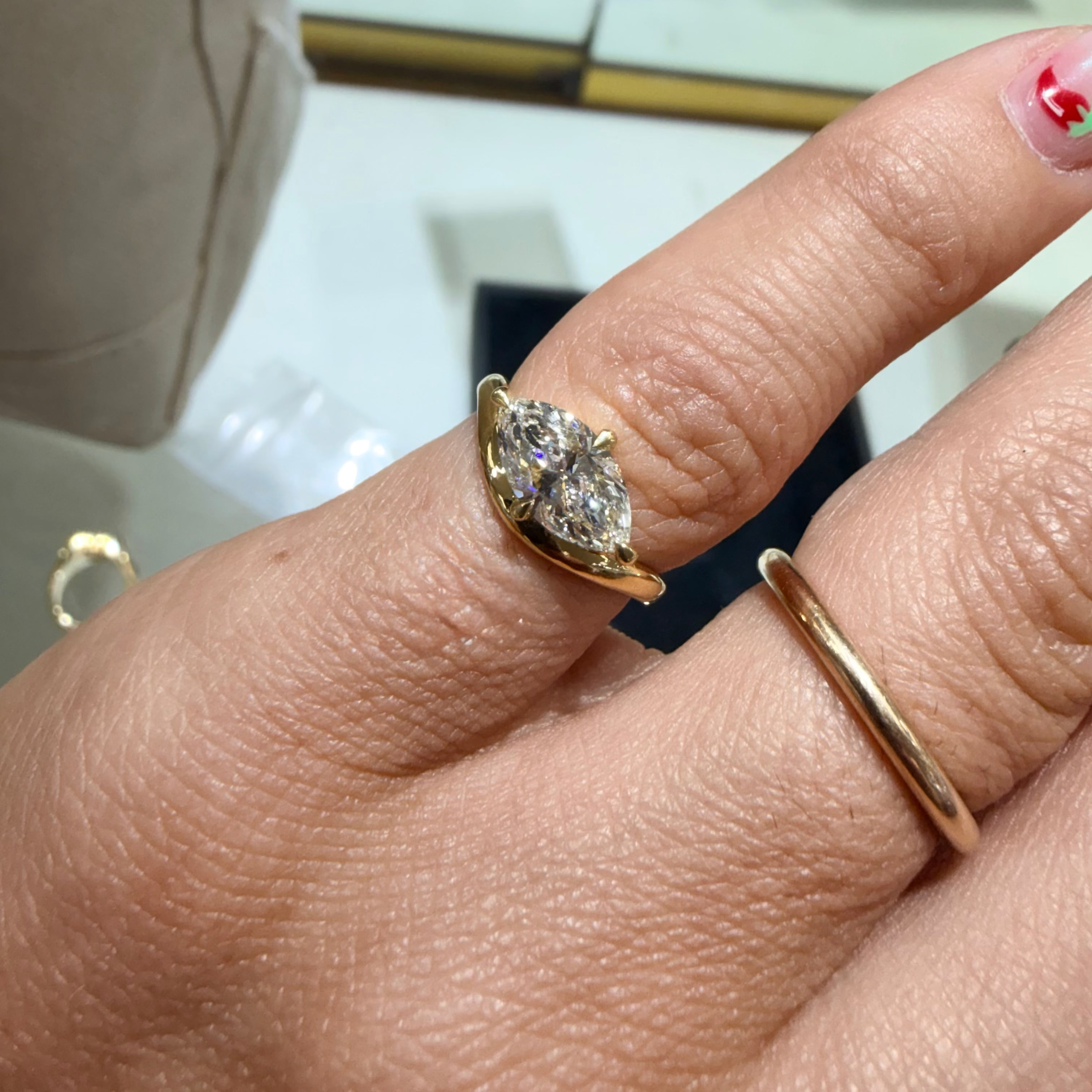 Custom Marquise Perch Ring