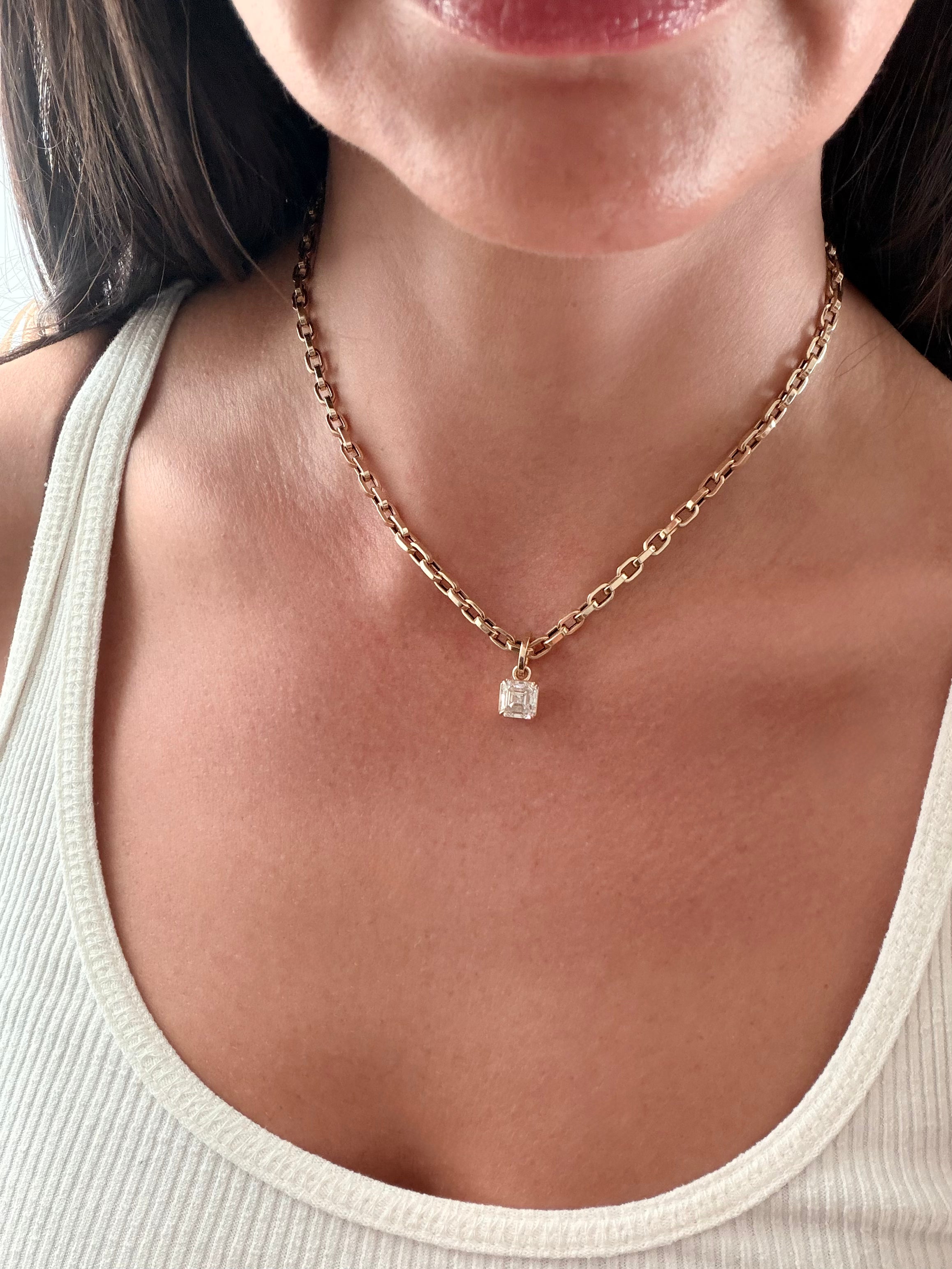 Asscher Diamond Charm