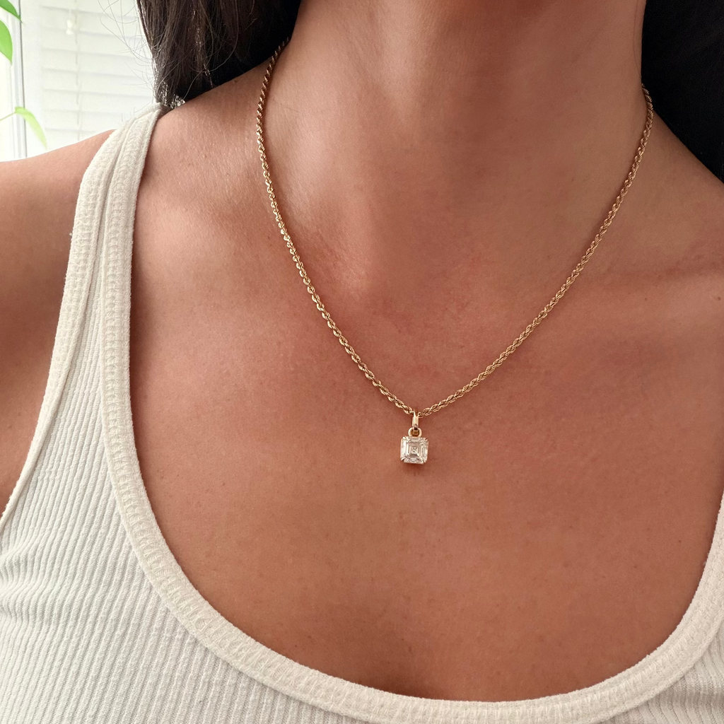 Asscher Diamond Charm